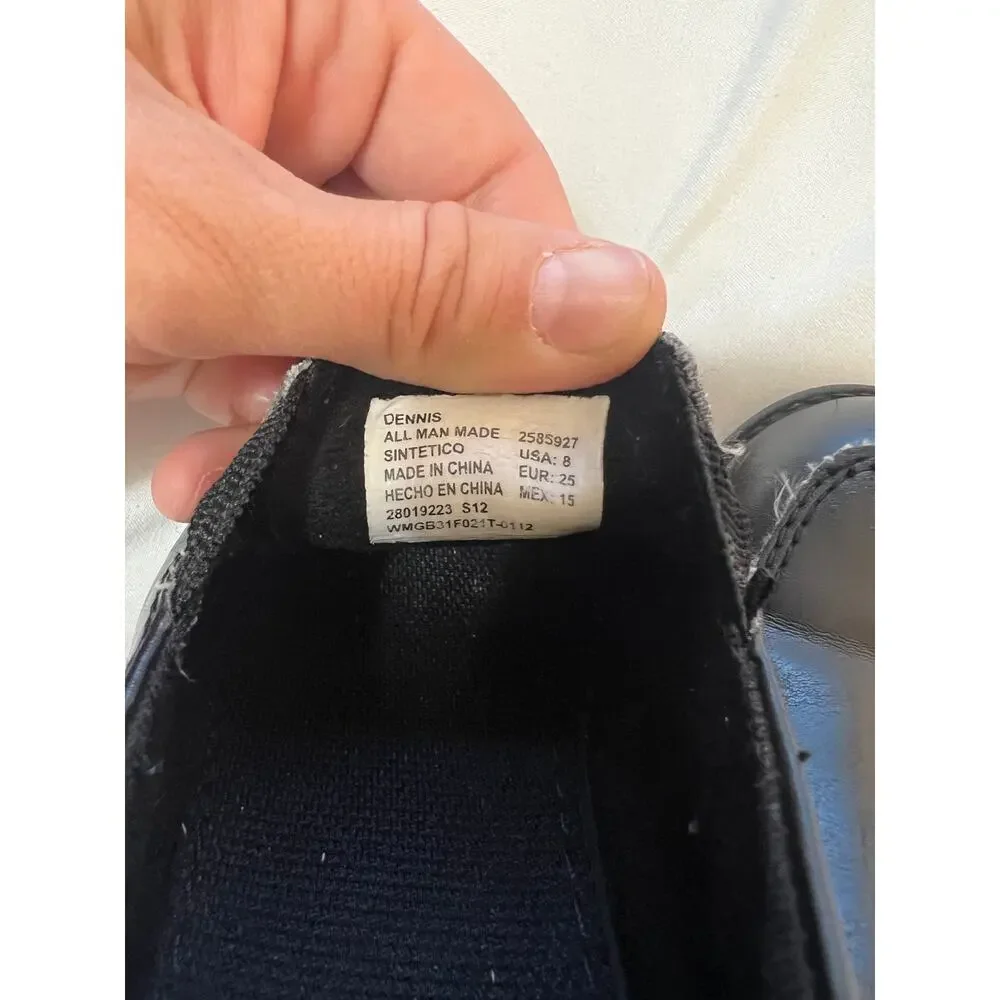 George Toddler Boys Loafers Size 8 Black Dennis Slip On Dress Shoes Moc Toe Flaw